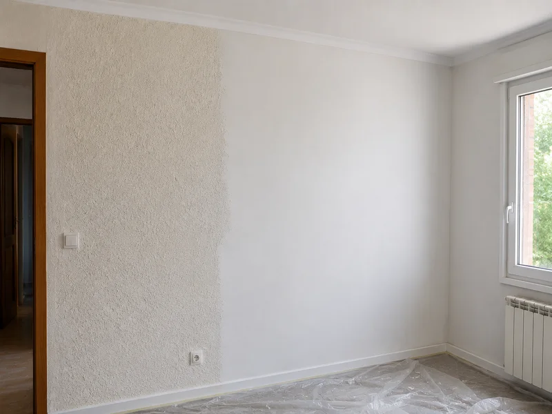 Pared lisa sin gotelé después de un tratamiento profesional realizado en Lleida
