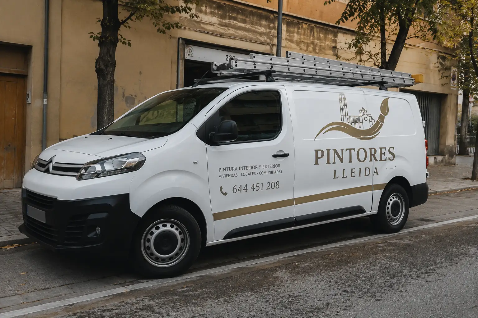Furgoneta de Pintores Lleida realizando servicios de pintura en Lleida